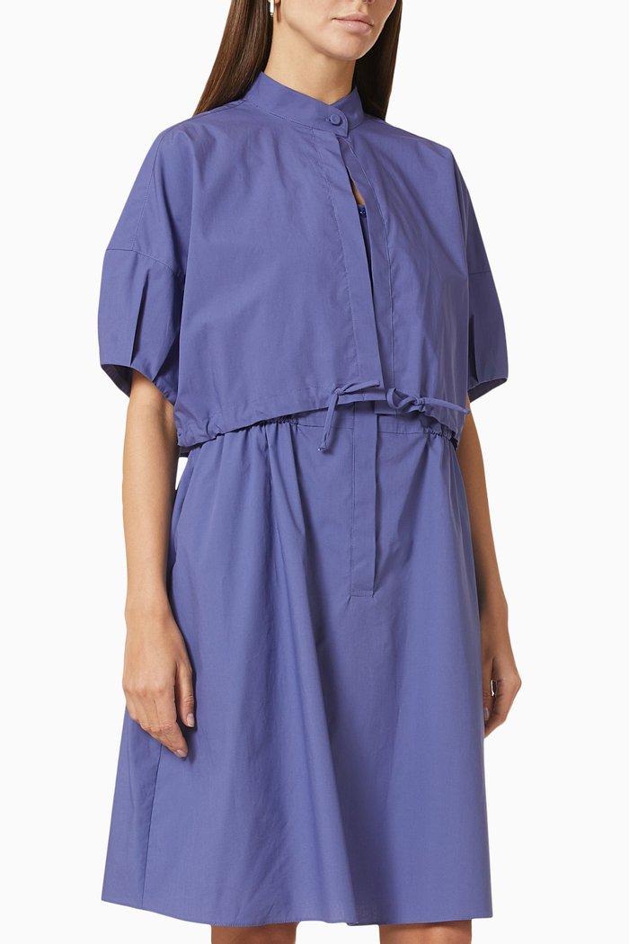 Midi Dress with Waistcoat in Cotton Poplin, Blue