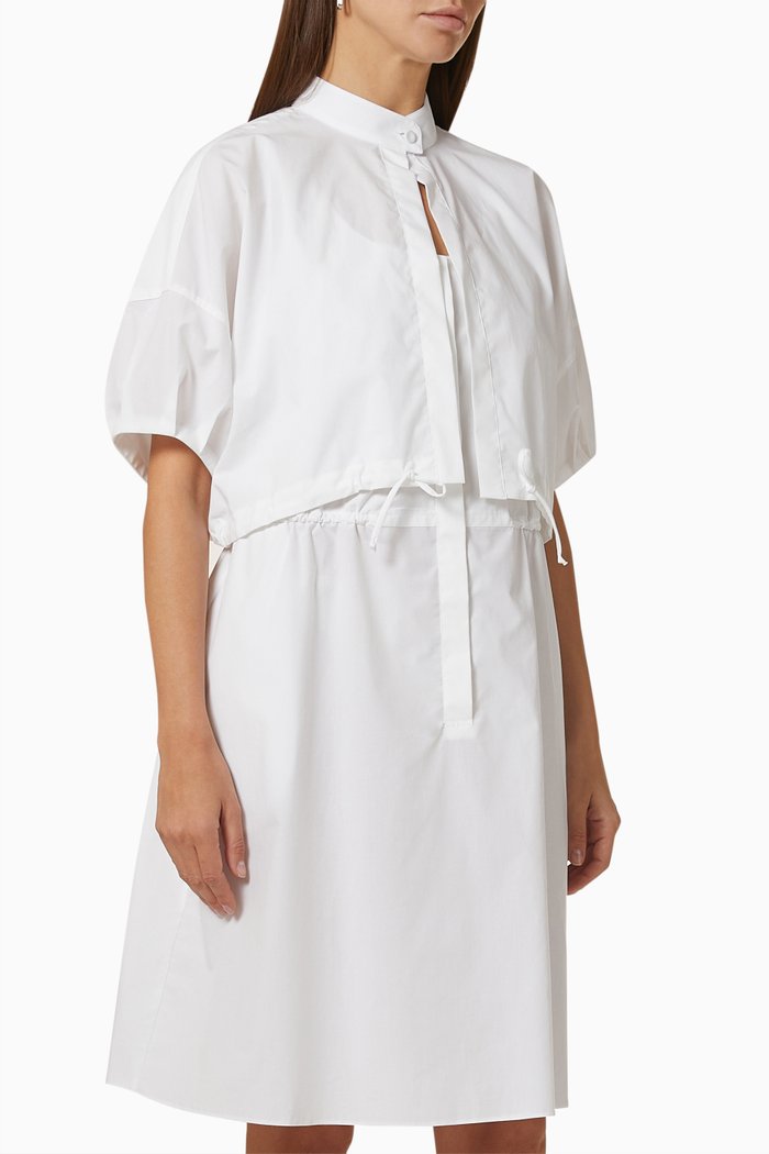 

Midi Dress with Waistcoat in Cotton Poplin, White