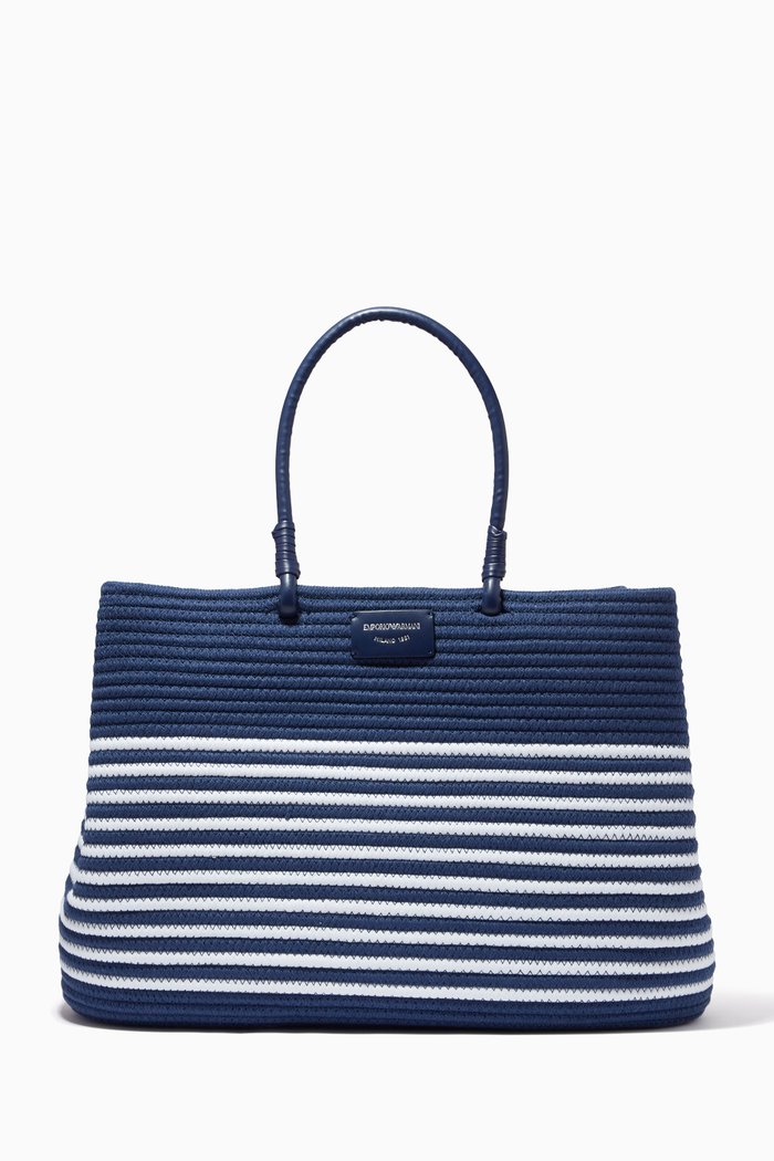 XL Tote Bag in Striped Rope, Blue