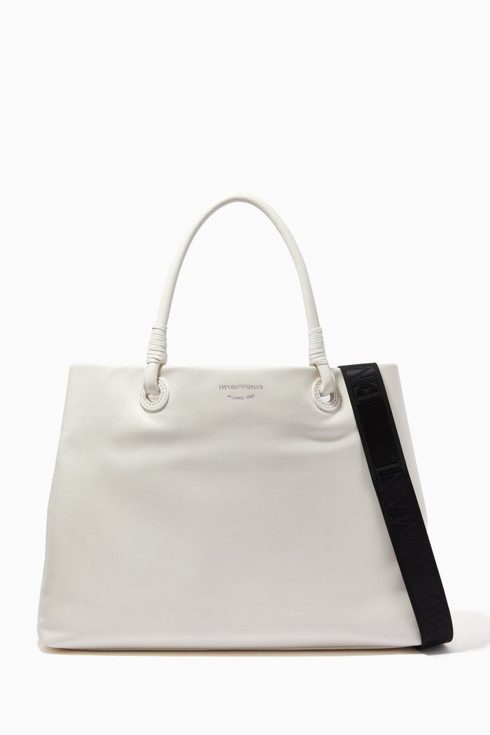 

My EA Tote Bag in Lambskin Leather, Grey