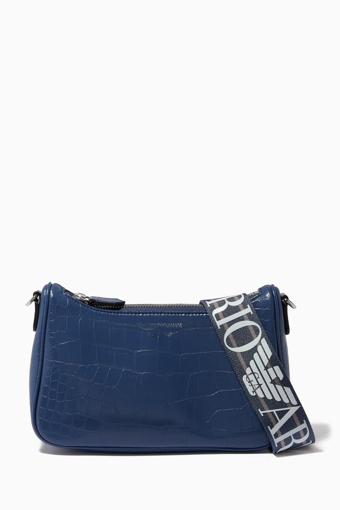 Medium Crossbody Baguette Bag, Blue