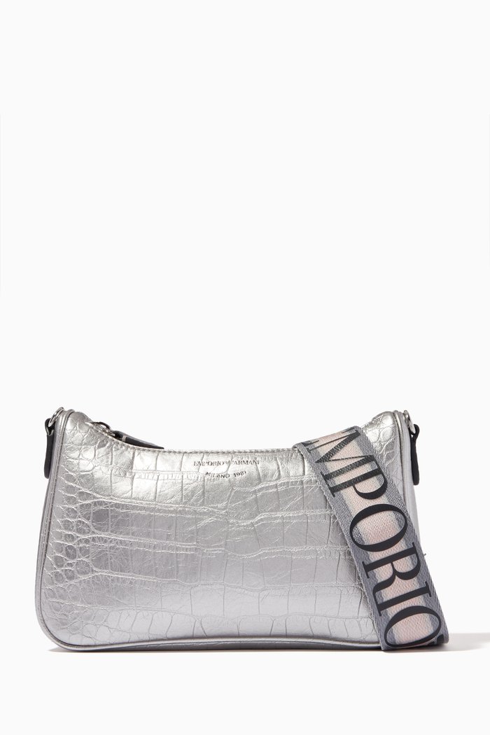 

Medium Crossbody Baguette Bag, Silver