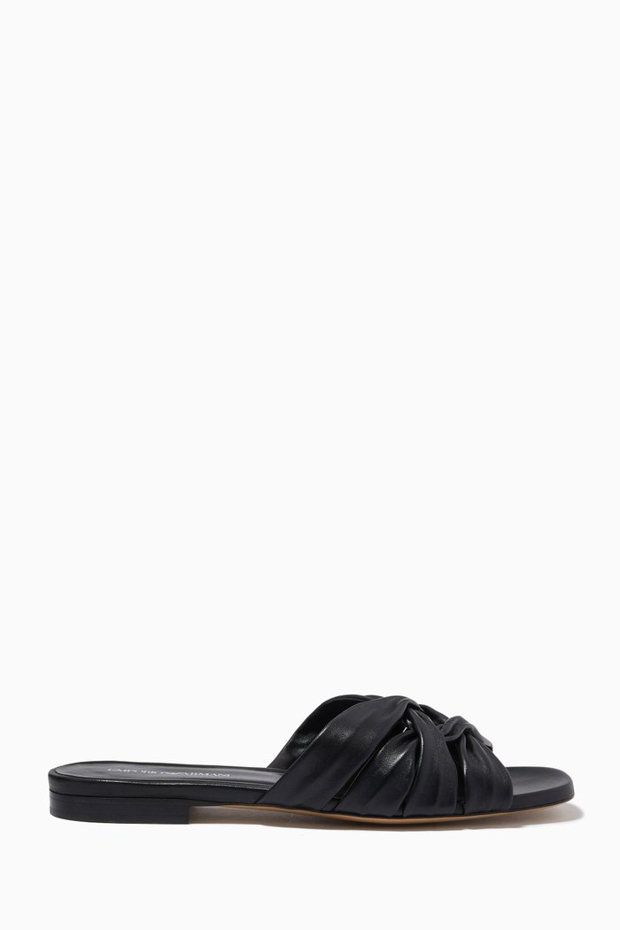 

Maya Braided Flat Sandals in Nappa Leather, Black