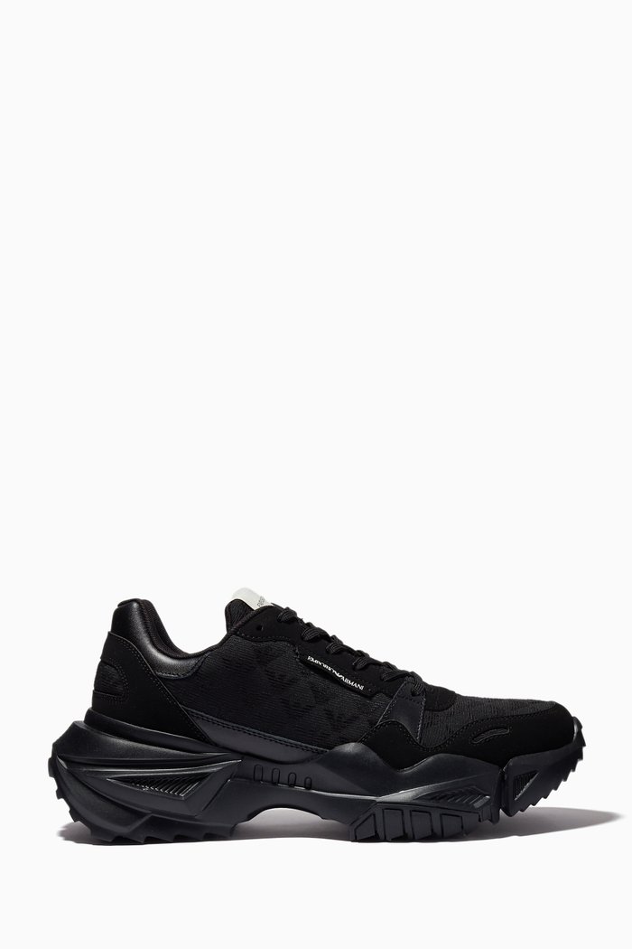 

Chunky Sneakers in Mesh & Leather, Black
