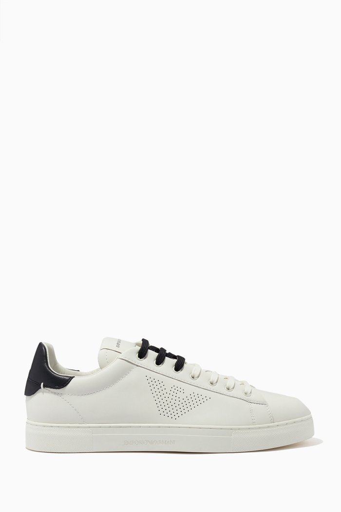 

EA Eagle Perforated Sneakers in Leather, White