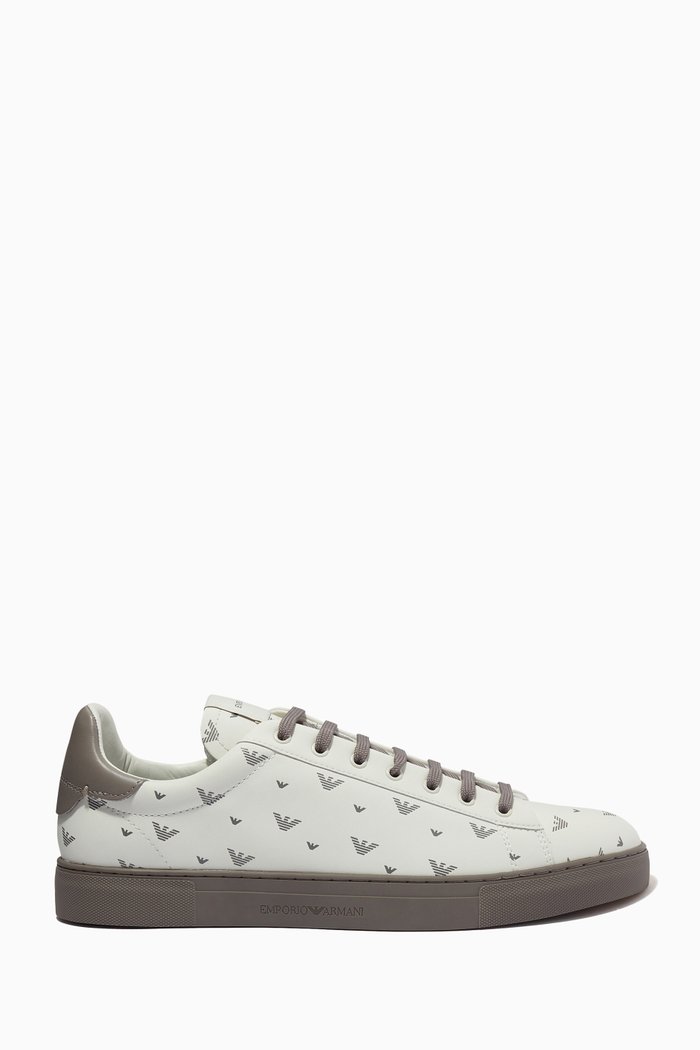 

Micro Eagle Logo Sneakers in Leather, Grey