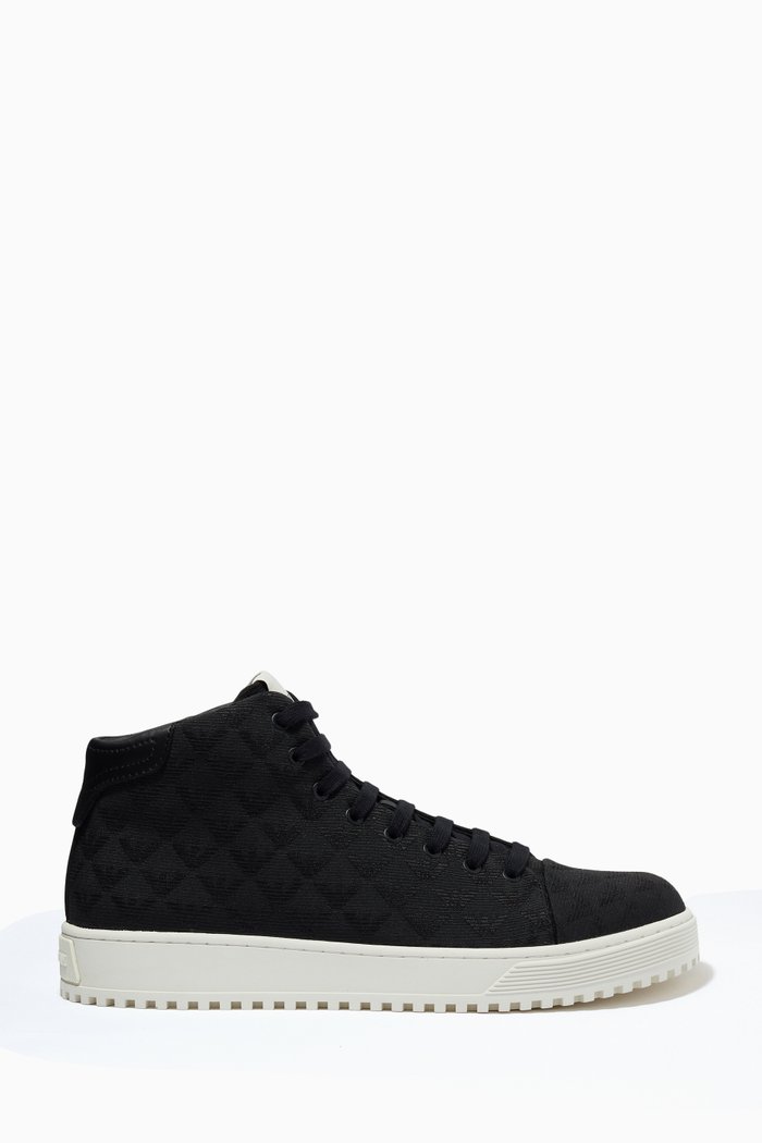 

Eagle Logo High Top Sneakers in Canvas, Black
