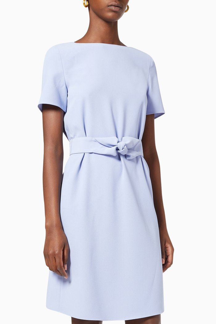 

Belted Short Dress in Crepe, Purple