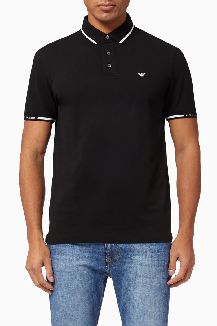 

Polo Shirt in Cotton Piqué, Black