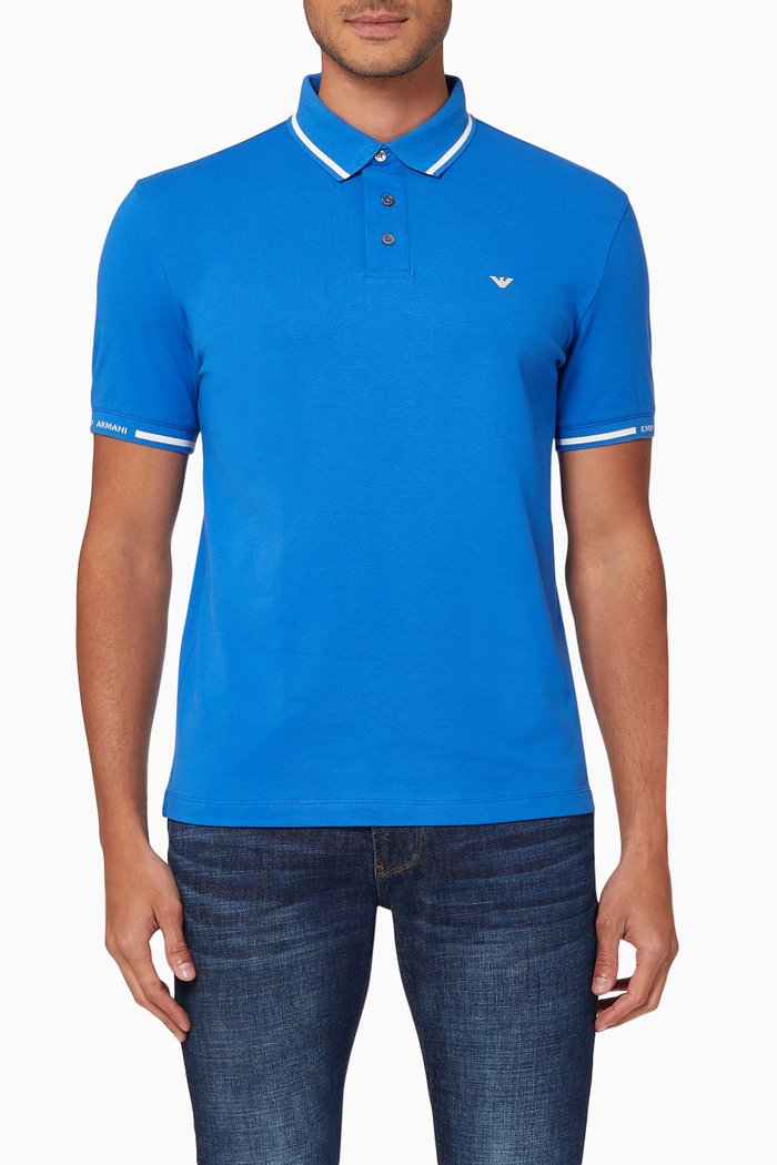 

Polo Shirt in Cotton Piqué, Blue