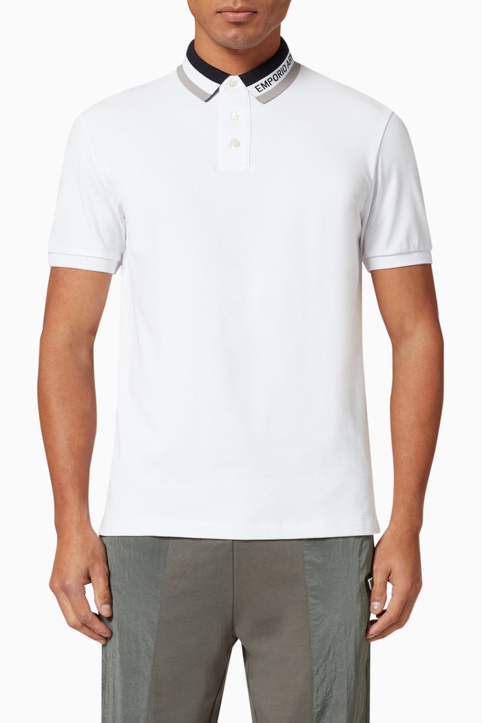 

EA Tape Polo Shirt in Cotton Piqué, White