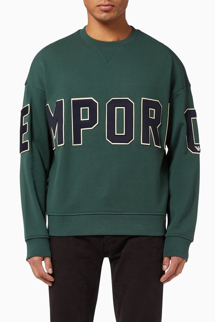 EA Macro Logo Sweatshirt in Heavy Jersey, Green