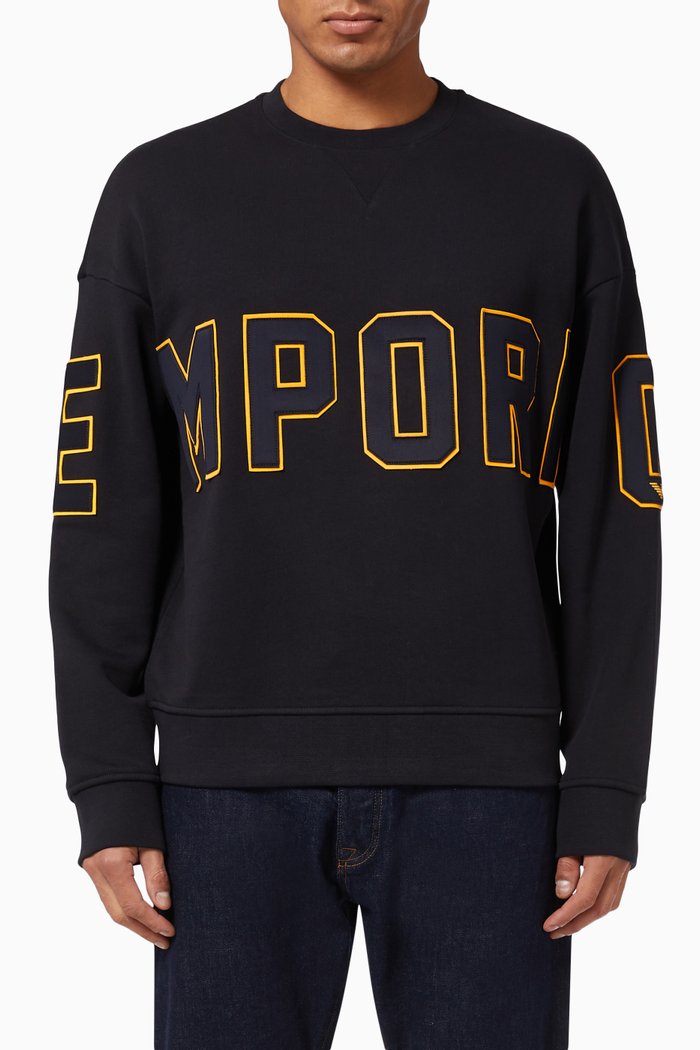 EA Macro Logo Sweatshirt in Heavy Jersey, Blue