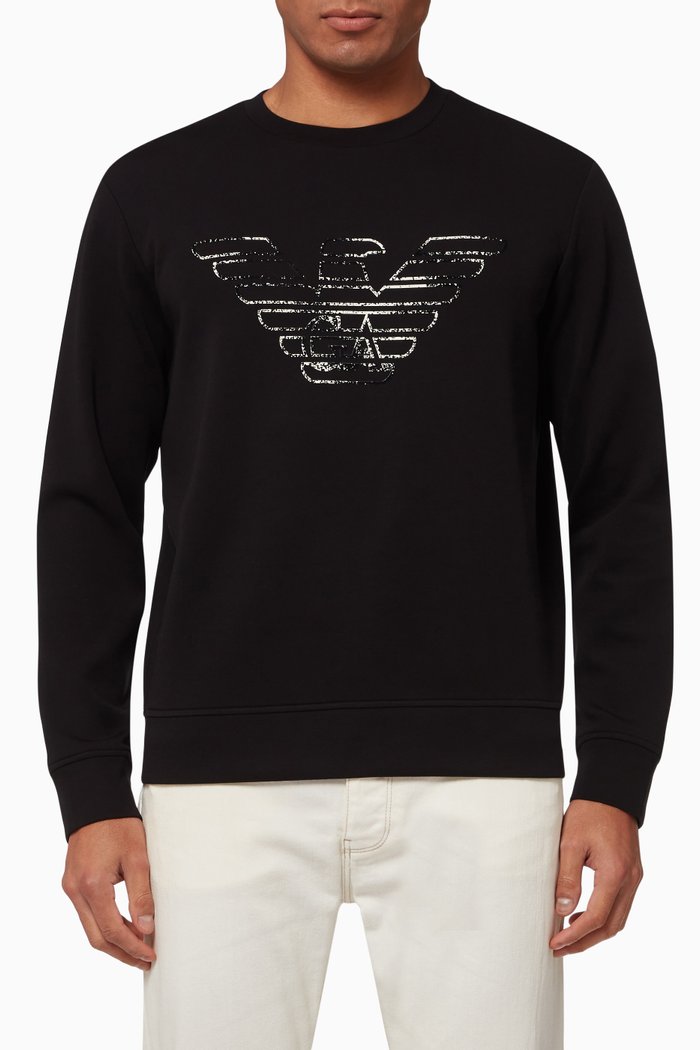 

Eagle Logo Sweatshirt in Fleece, Black