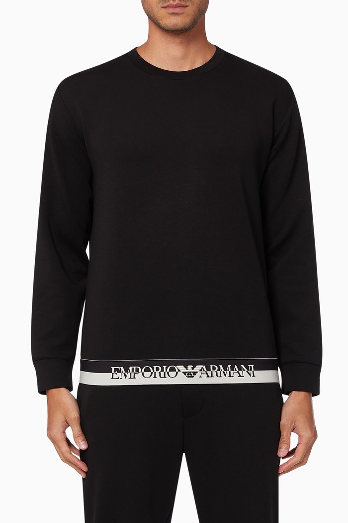 

Tape Rib Bottom Sweatshirt in Double Jersey, Black