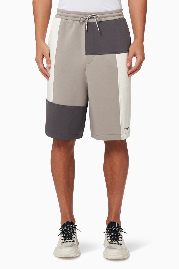 

Colorblock Sweat Shorts in Cotton Jersey, Grey