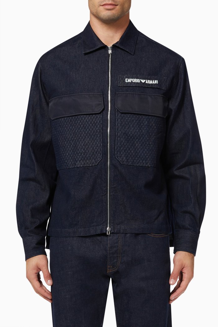 

Patch Pocket Jacket in Denim, Blue