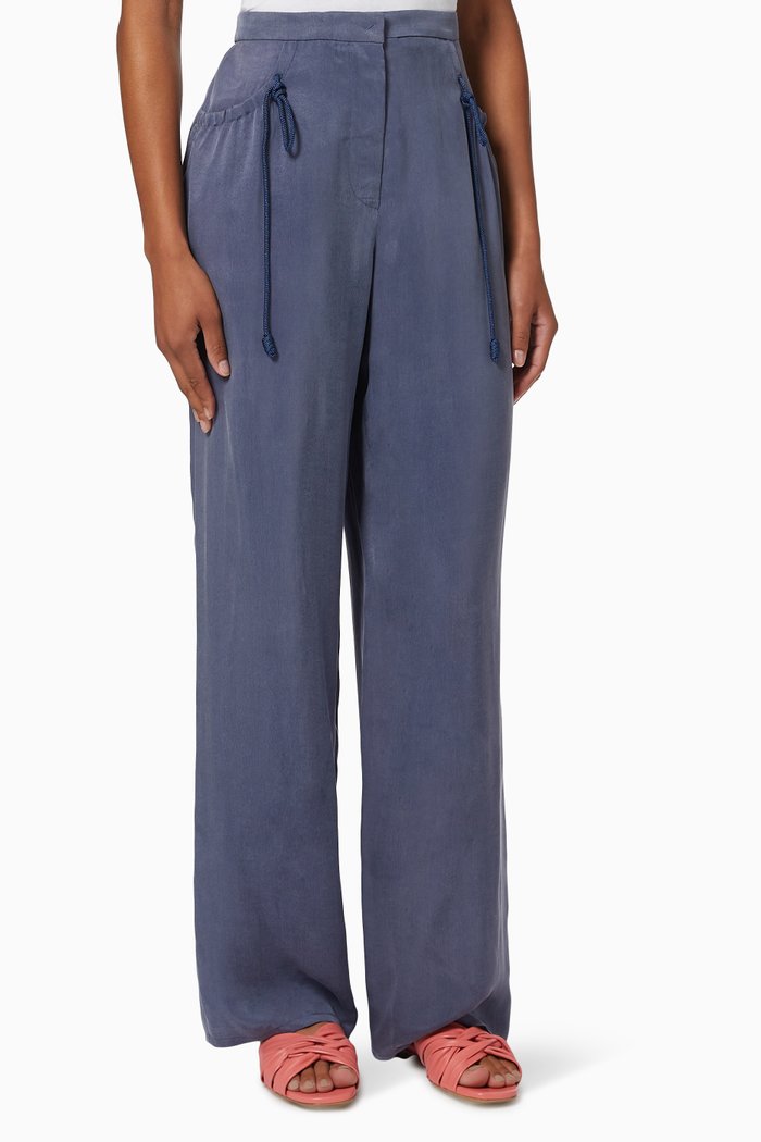 

Drawstring Trousers in Cupro, Blue
