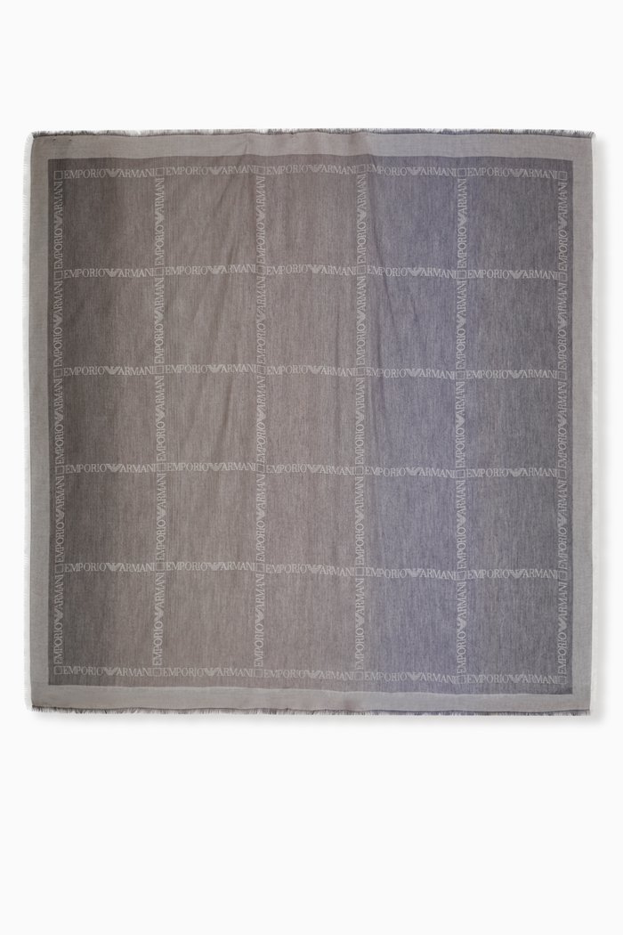 

EA Logo Check Scarf in Modal, Grey