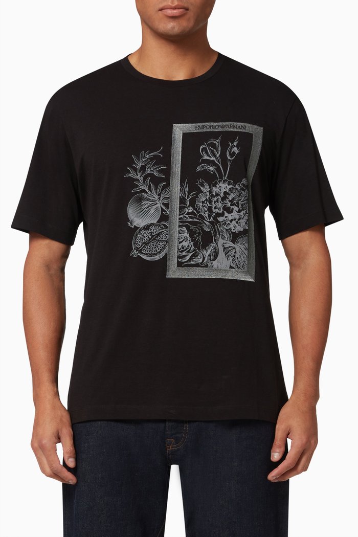 

Flower Circle T-shirt in Cotton Jersey, Black