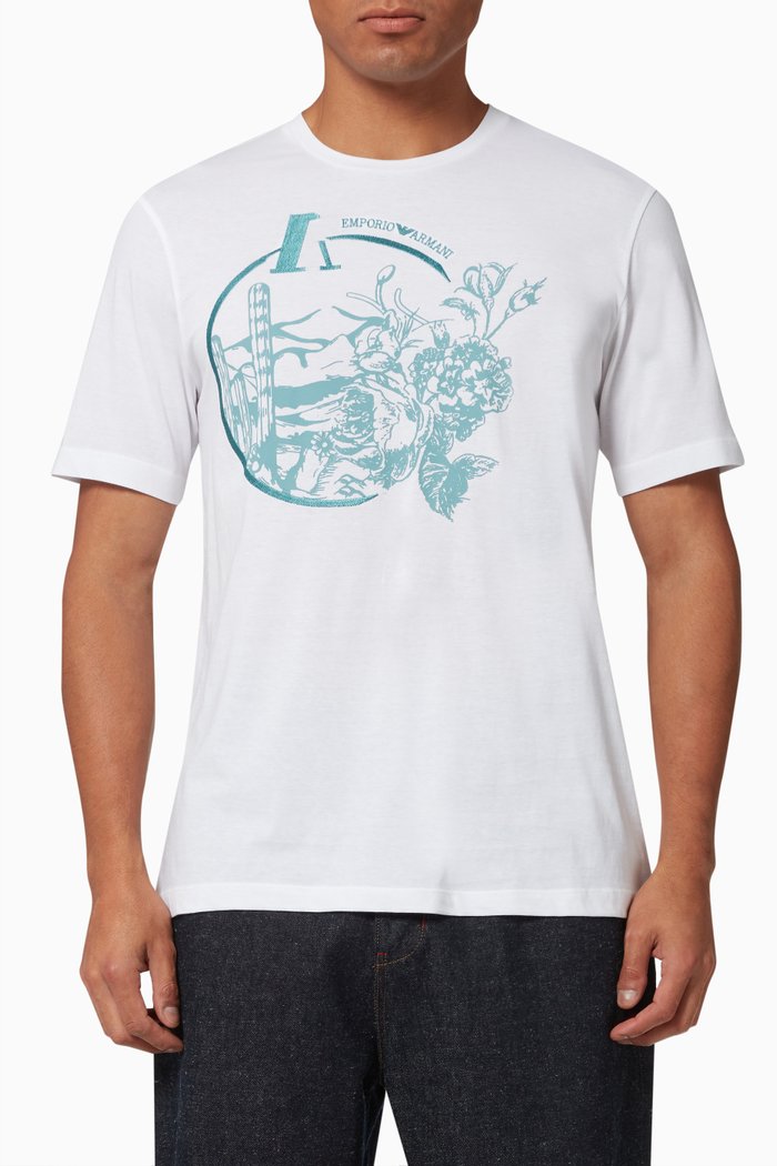 

Flower Circle T-shirt in Cotton Jersey, Green