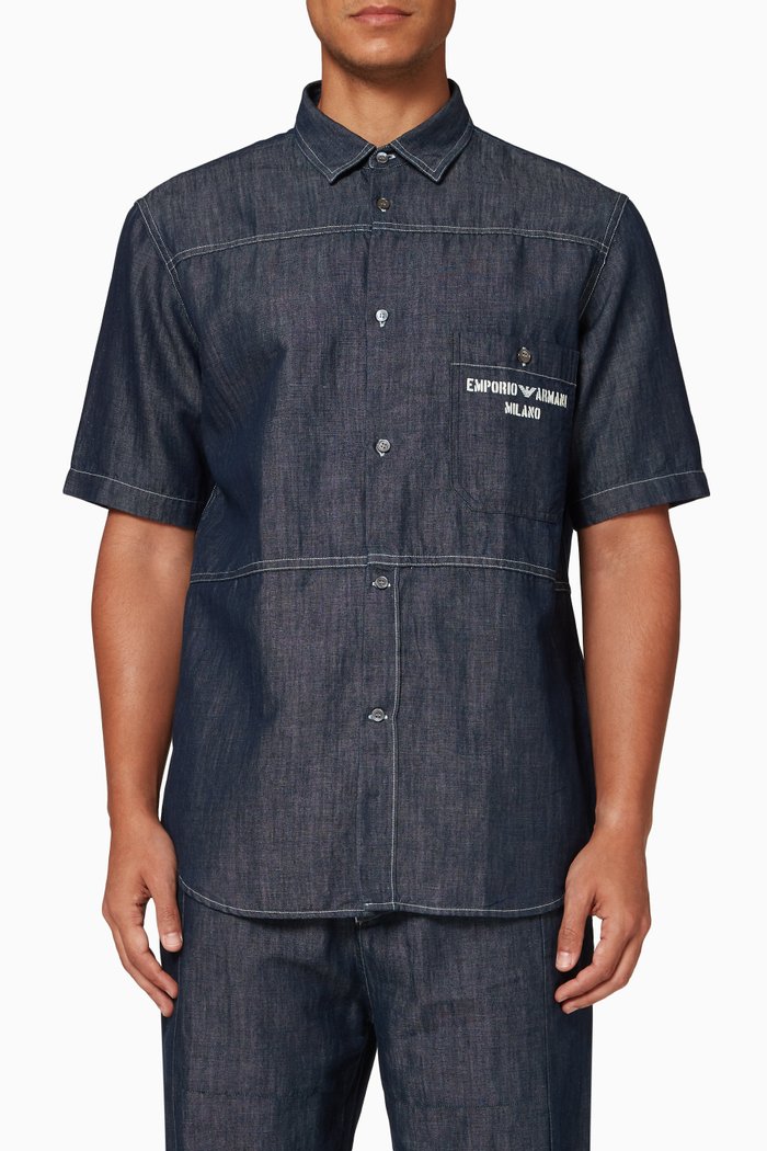 

Patch Pocket Shirt in Denim, Blue