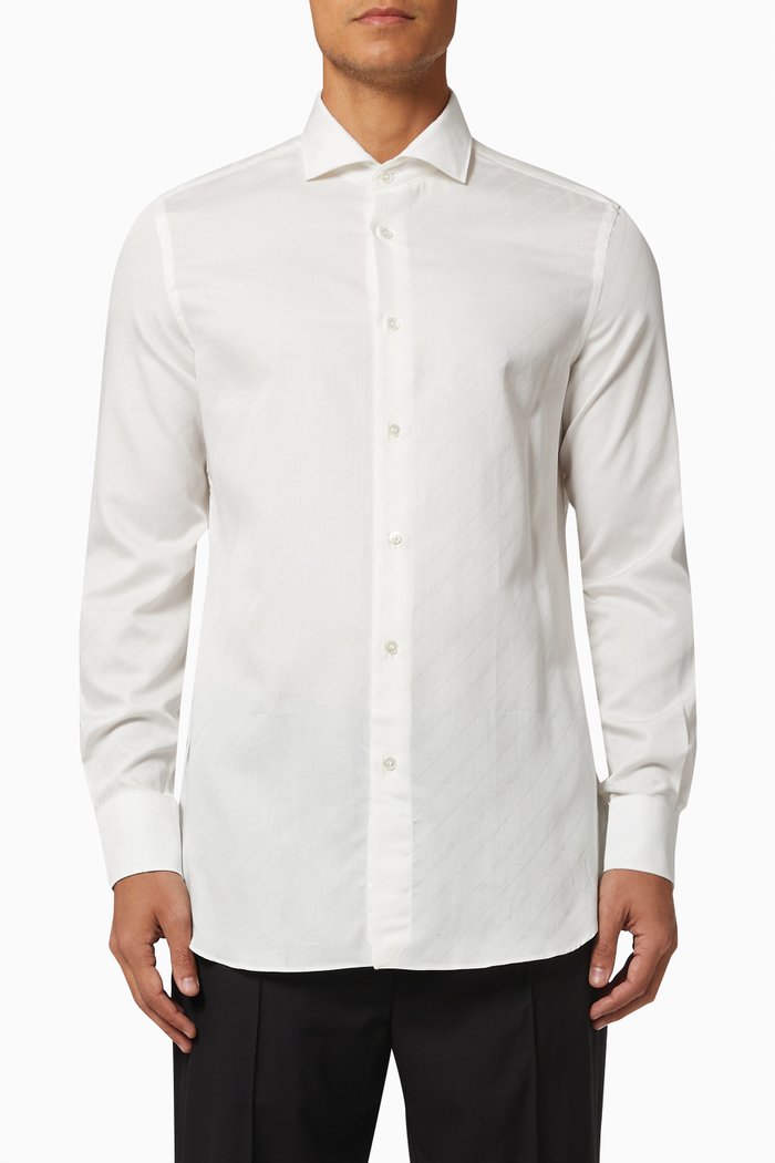

Logo Shirt in Cotton Jacquard, White