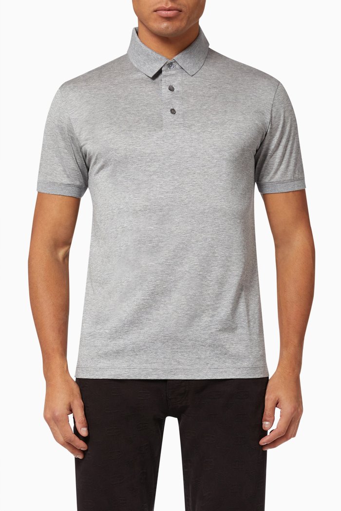 

Micro Logo Polo Shirt in Cotton, Grey