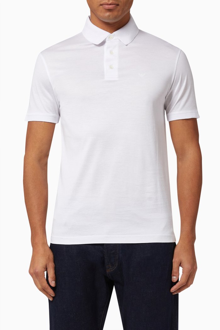 

Micro Logo Polo Shirt in Cotton, White