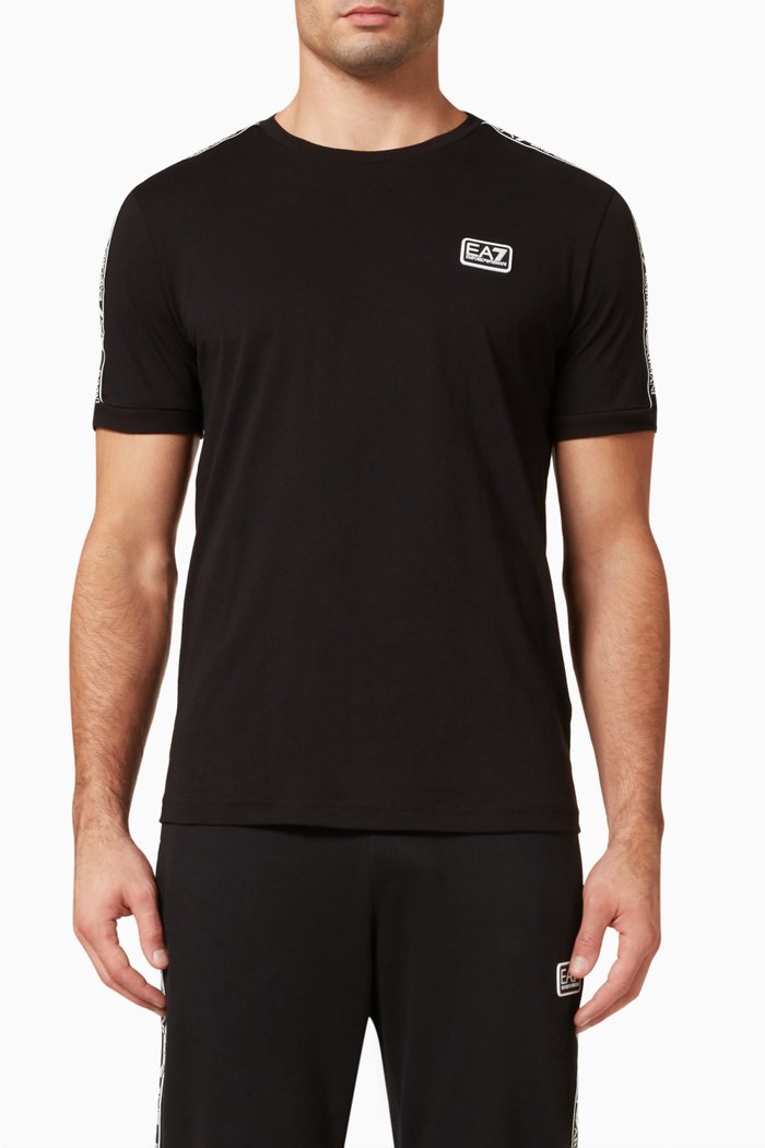 

Logo Tape T-Shirt in Cotton, Black