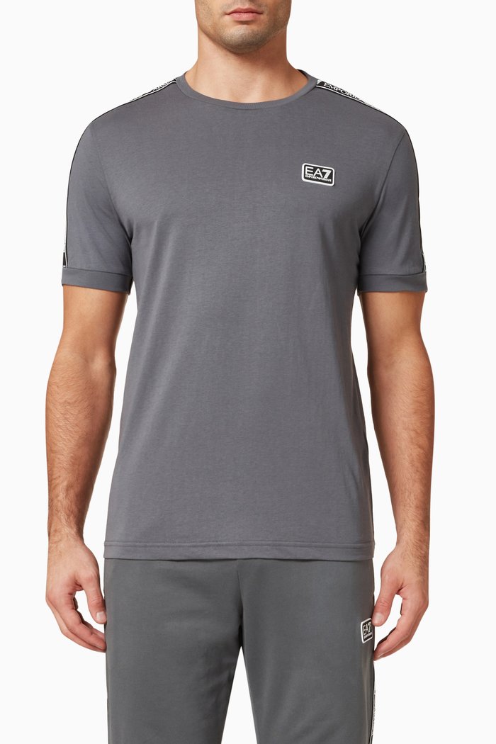 

Logo Tape T-Shirt in Cotton, Grey