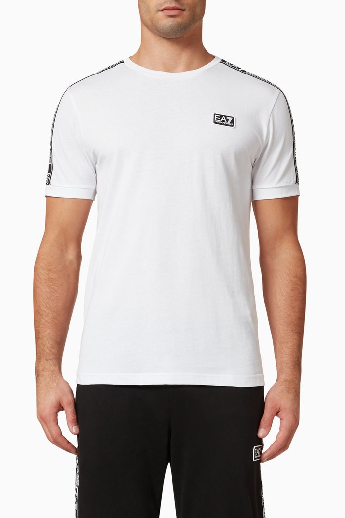Logo Tape T-Shirt in Cotton, White