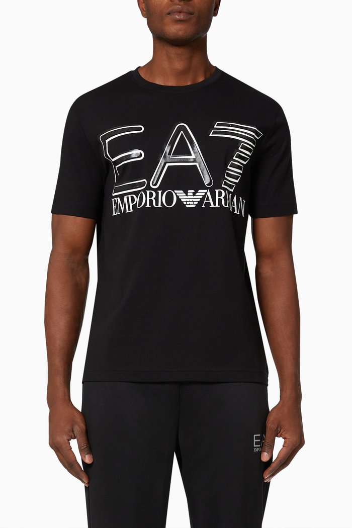 

EA7 Oversized Logo T-shirt in Jersey, Black