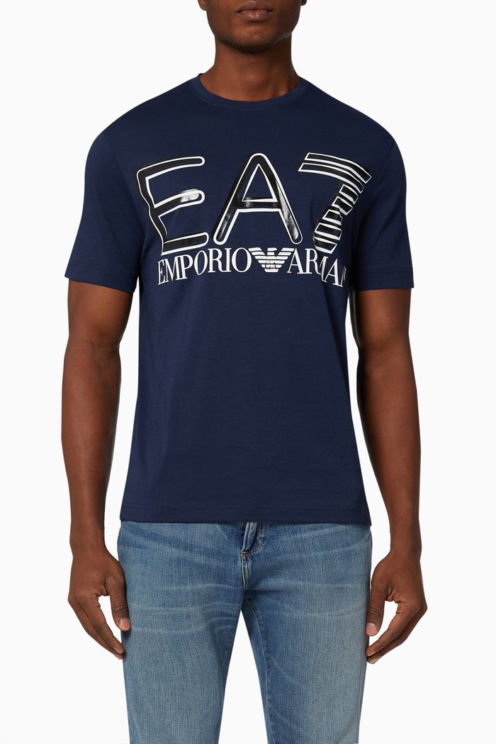

EA7 Oversized Logo T-shirt in Jersey, Blue