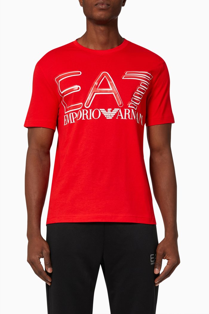 

EA7 Oversized Logo T-shirt in Jersey, Red