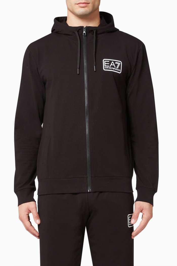 

EA7 Hoodie in Cotton Jersey, Black