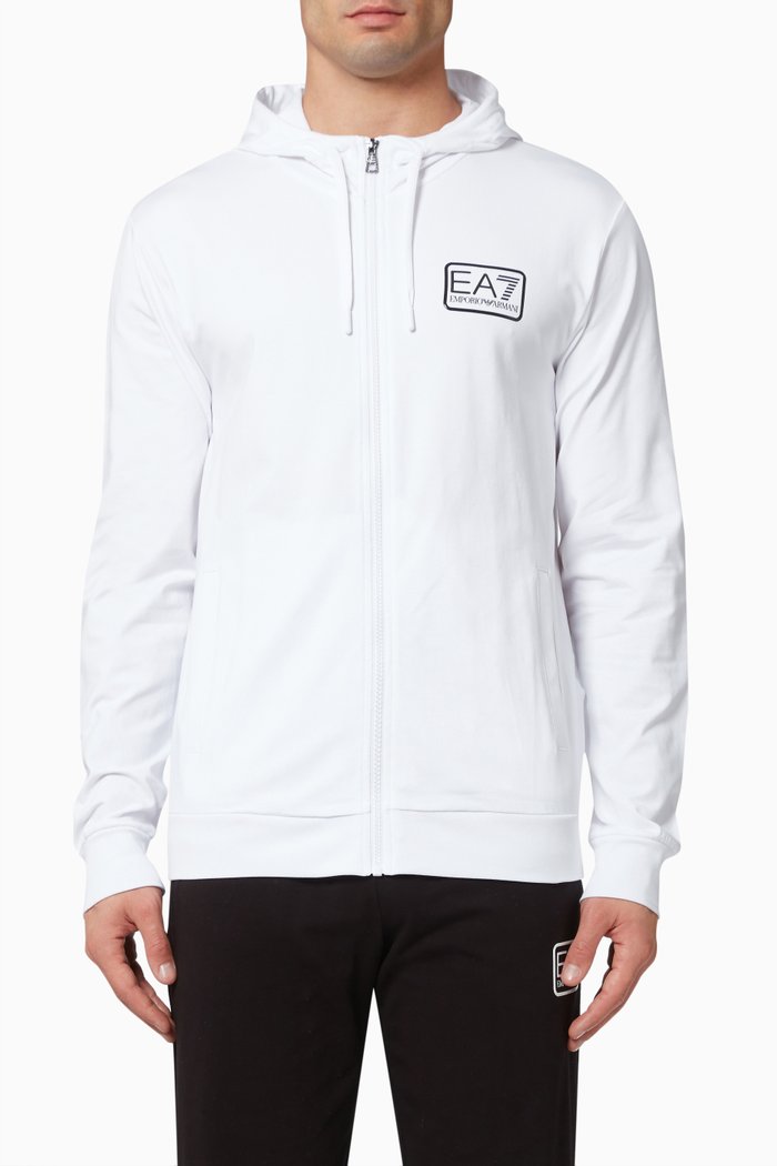 

EA7 Hoodie in Cotton Jersey, White