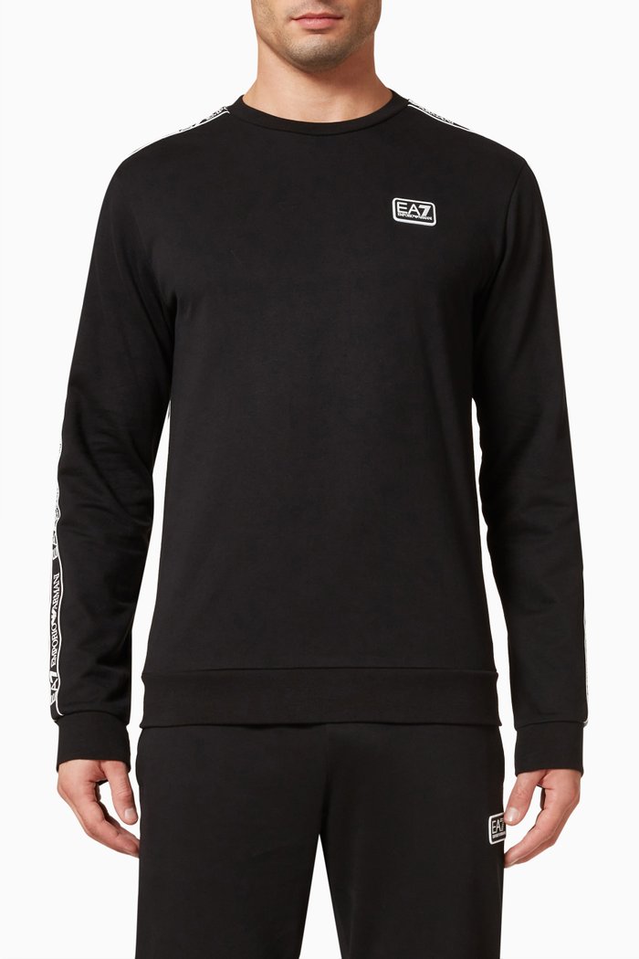 

EA7 Logo Tape Sweatshirt in Jersey, Black