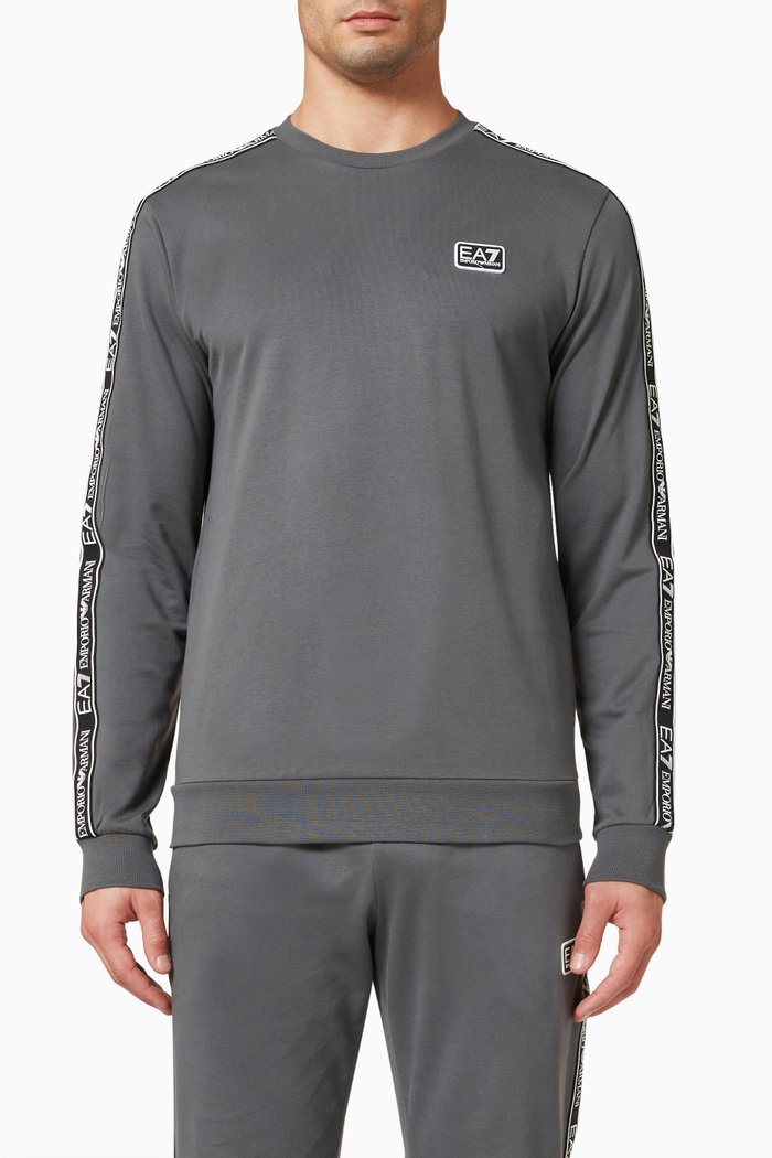 

EA7 Logo Tape Sweatshirt in Jersey, Grey