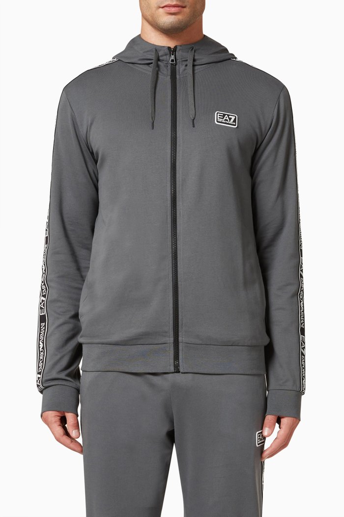 

EA7 Logo Tape Sweatshirt in Cotton Blend, Grey