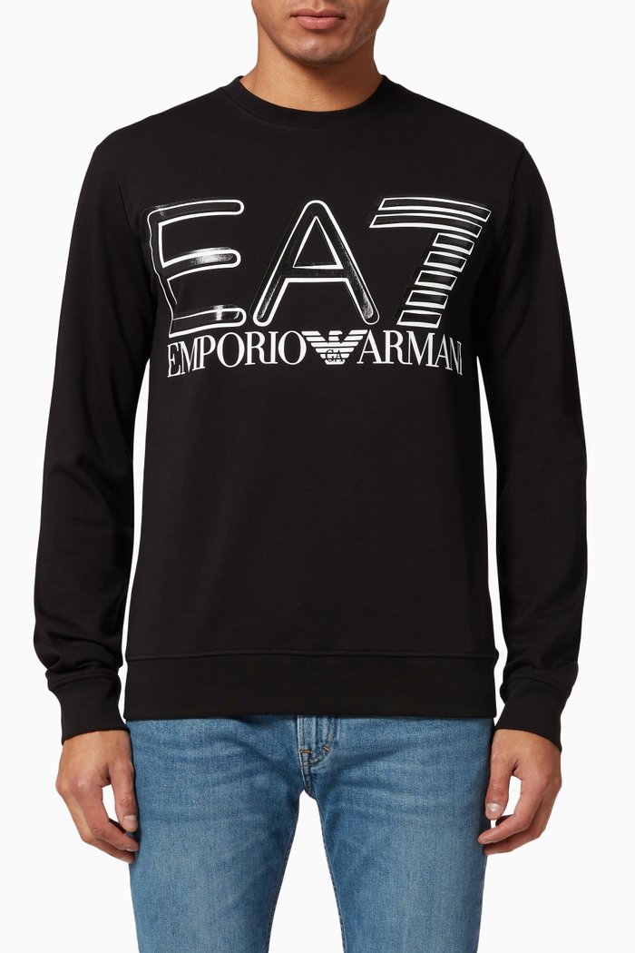 

EA7 Logo Series Sweatshirt in Jersey, Black
