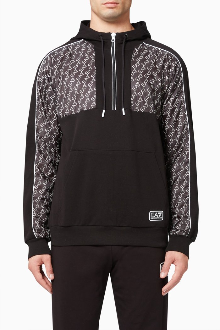 

EA7 Train Graphic Series Hoodie in Jersey, Black