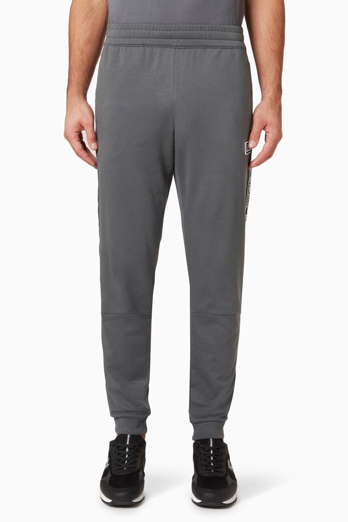 

EA7 Logo Tape Sweatpants in Cotton Blend, Grey