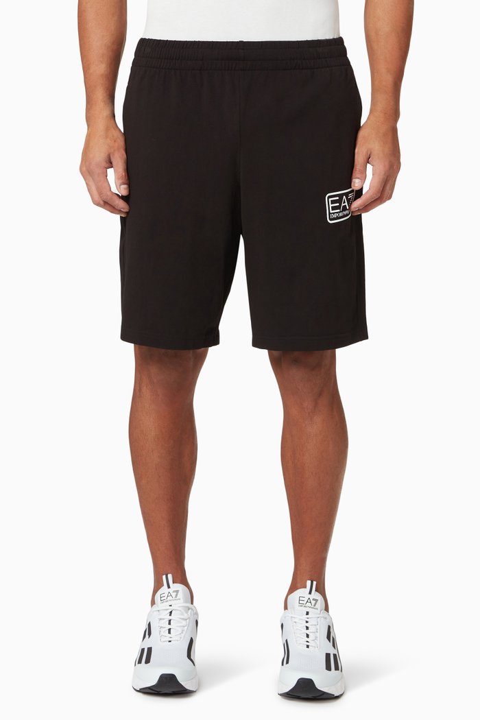 

EA7 Train Logo Core Shorts in Cotton Jersey, Black