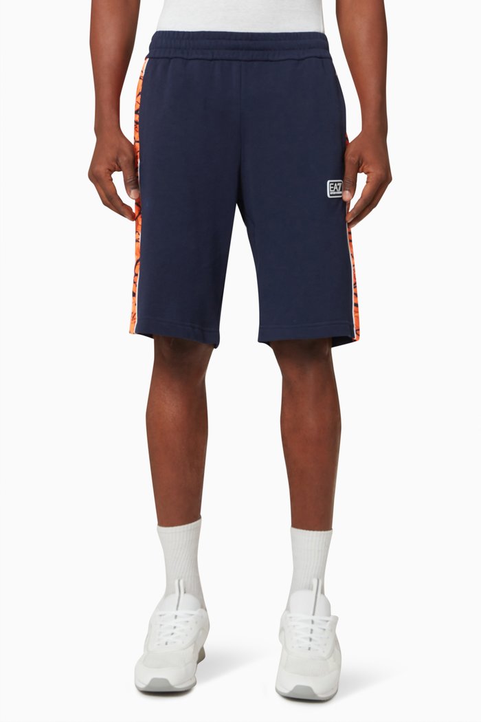 

EA7 Train Graphic Series Bermuda Shorts in Jersey, Blue