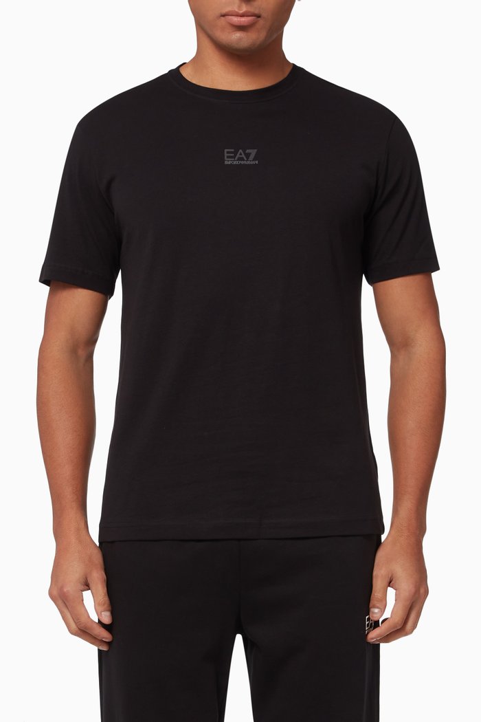 

EA7 Train Logo Series T-shirt in Cotton Jersey, Black