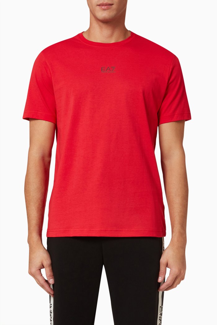

EA7 Train Logo Series T-shirt in Cotton Jersey, Red