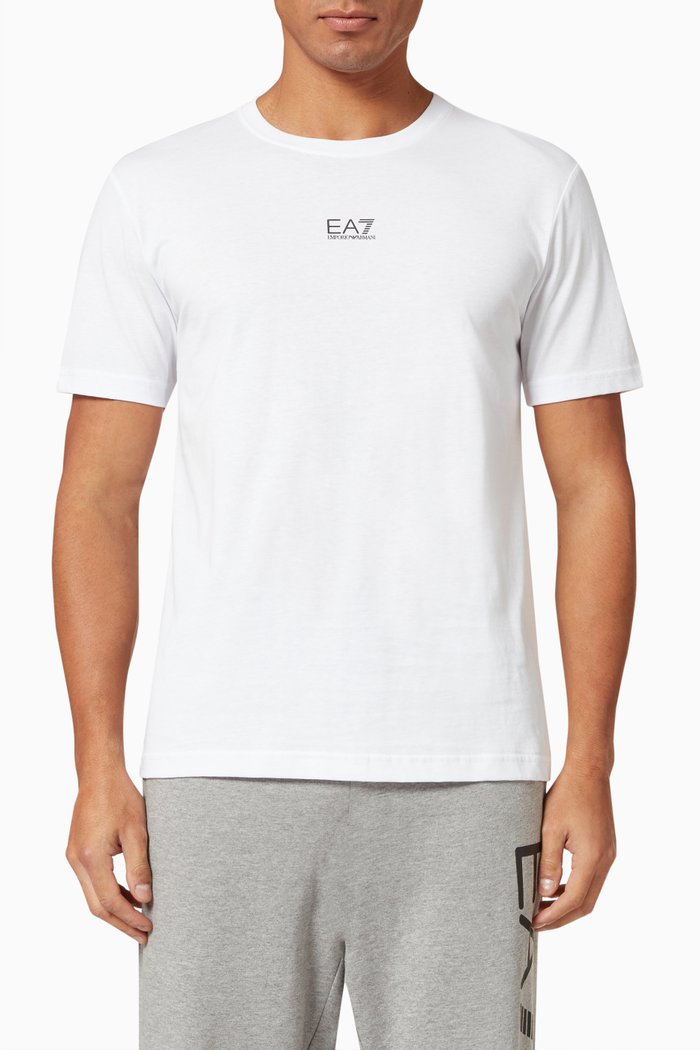 

EA7 Train Logo Series T-shirt in Cotton Jersey, White