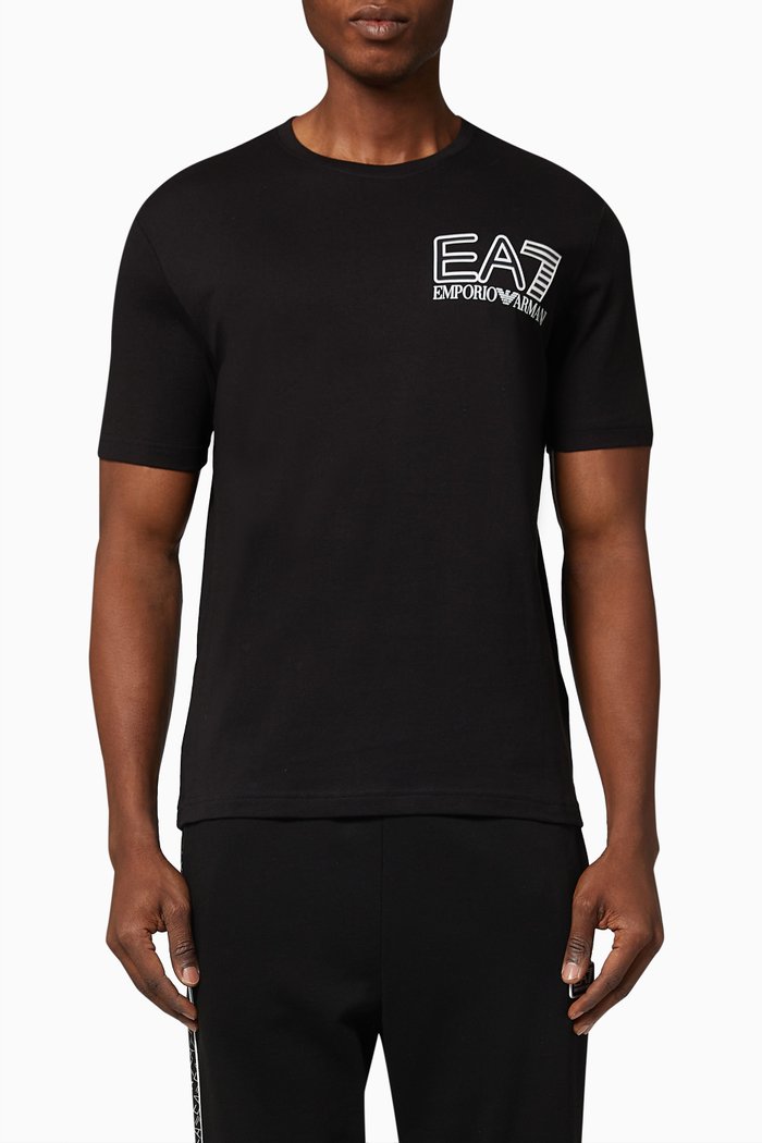 

EA7 Train Logo Series T-shirt in Cotton Jersey, Black