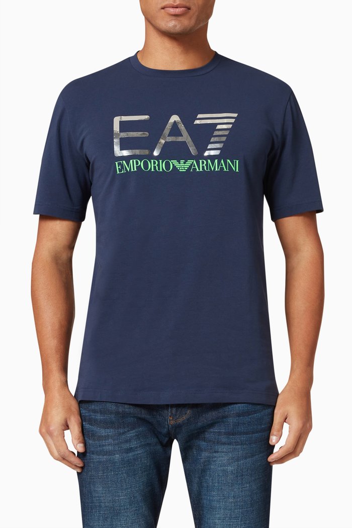

EA7 Mirror Logo Series T-shirt in Jersey, Blue